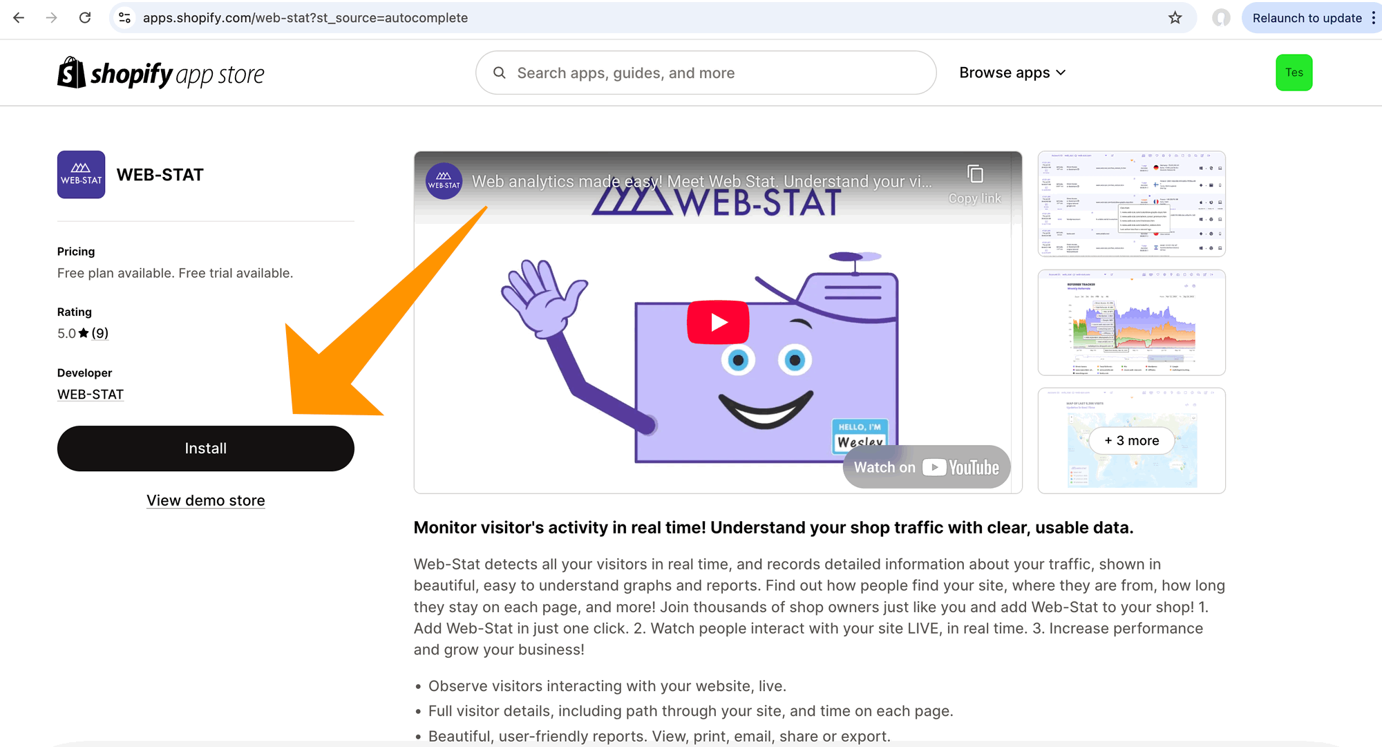 Web-Stat 3 hinzufügen